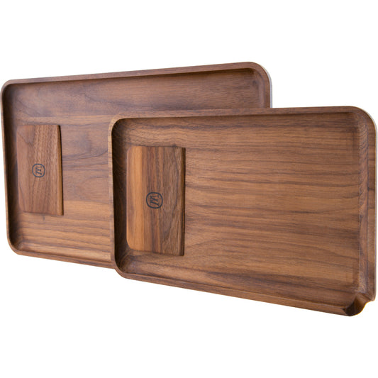 The Large and Small Marley Natural Rolling Tray next to each other.